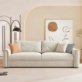 Cream version in folded mode – sofa cum bed design, sofa come bed, modern couch frame